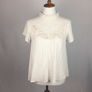 High Neck White Lace Top